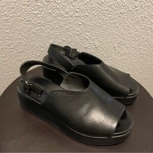 Camper black slingback wedge sandals